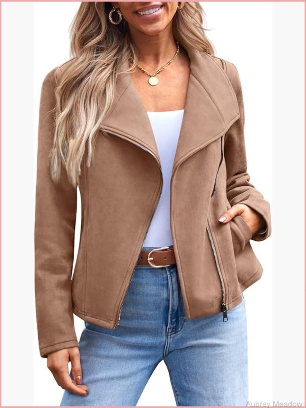 Faux Suede Leather Jacket, Cropped Open Front Coat for Fall Winter Spring